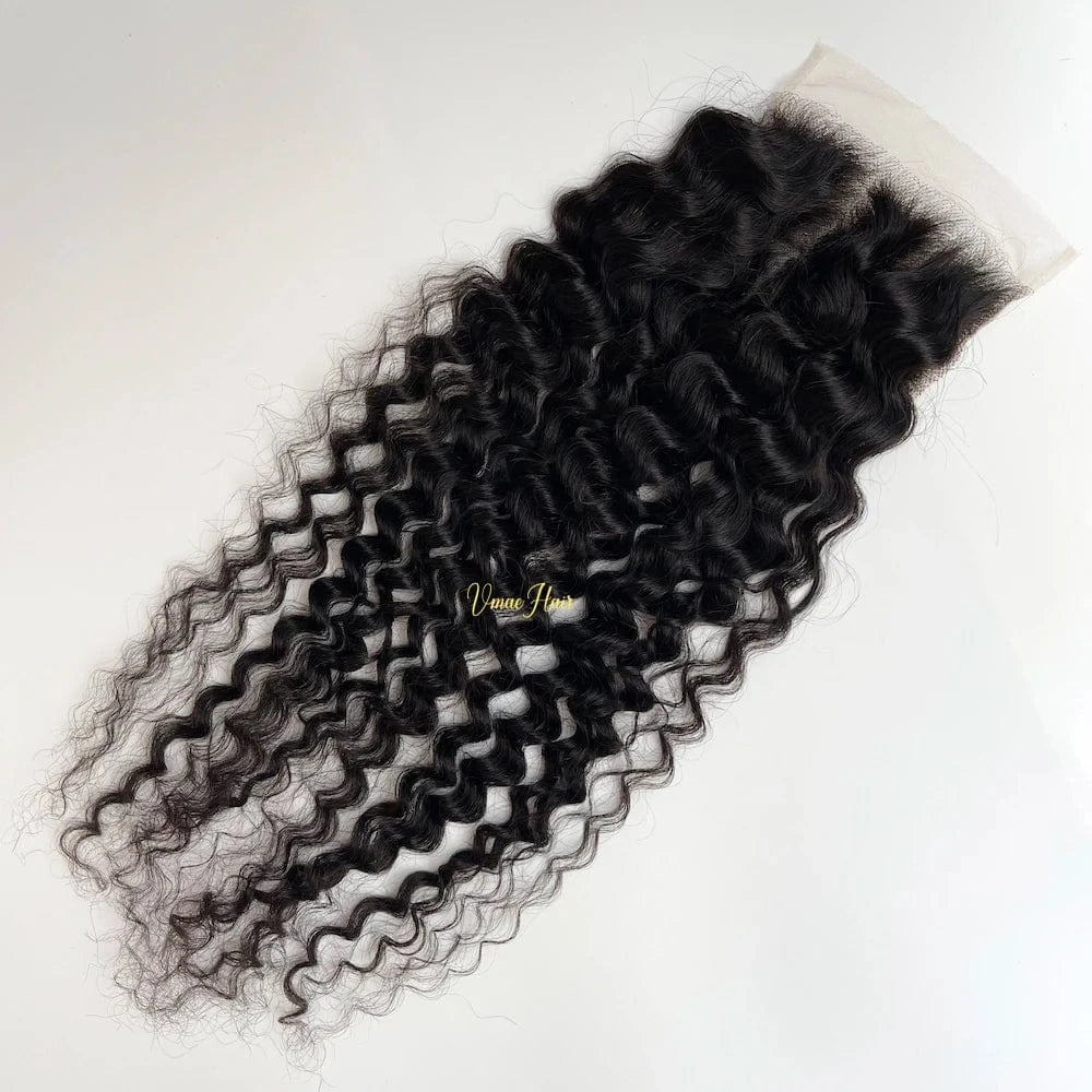 20 Inches / water wave VMAE Wholesale Cuticle Aligned Raw Vietnamese Hair Kinky Straight Transparent 7*7 6*6 5*5 Lace Closure Human Virgin Extensions
