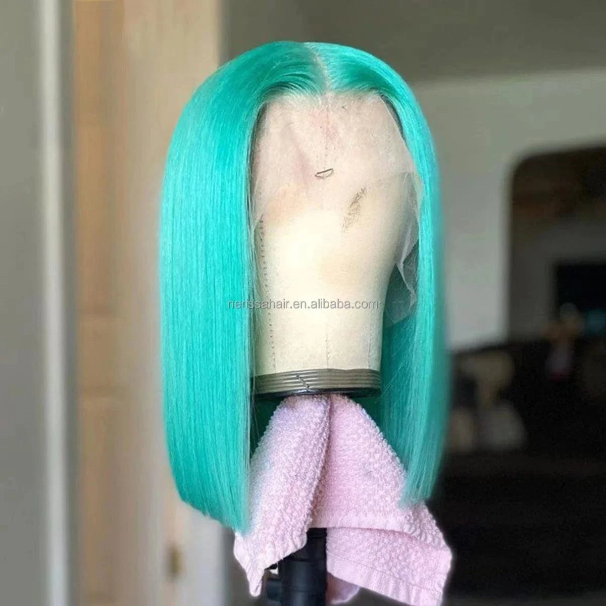 200%Density Orange Red Blue Blonde Pink Purple Mint Green Different Colored Human Hair Short Bob Glueless13X4 Lace Front Wigs