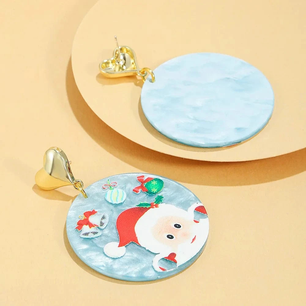 2022 bell earrings  christmas tree  reindeer earrings christmas charms for jewelry making resin acrylic  earrings