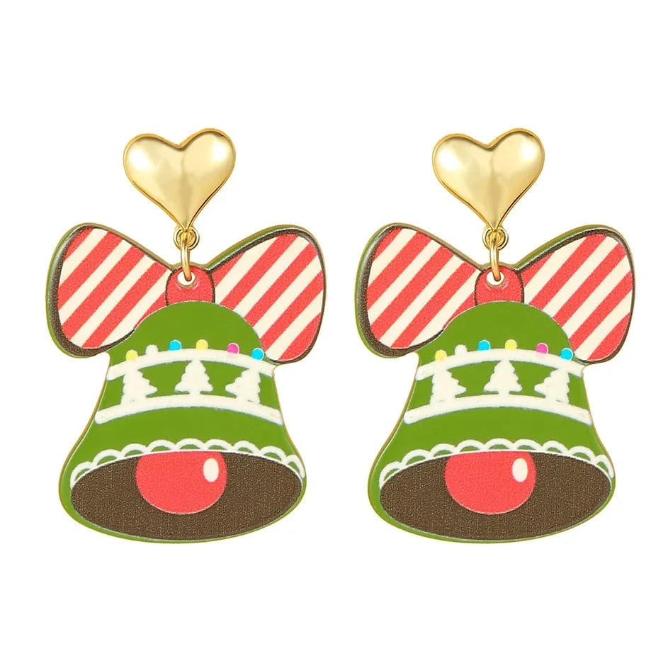 2022 bell earrings  christmas tree  reindeer earrings christmas charms for jewelry making resin acrylic  earrings