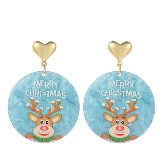 2022 bell earrings  christmas tree  reindeer earrings christmas charms for jewelry making resin acrylic  earrings