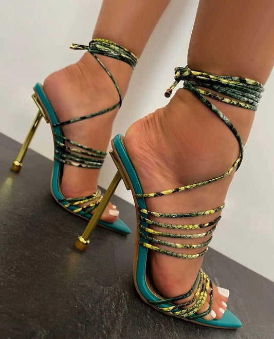 2022 European and American sexy nightclub Rome cross strap catwalk stiletto sandals