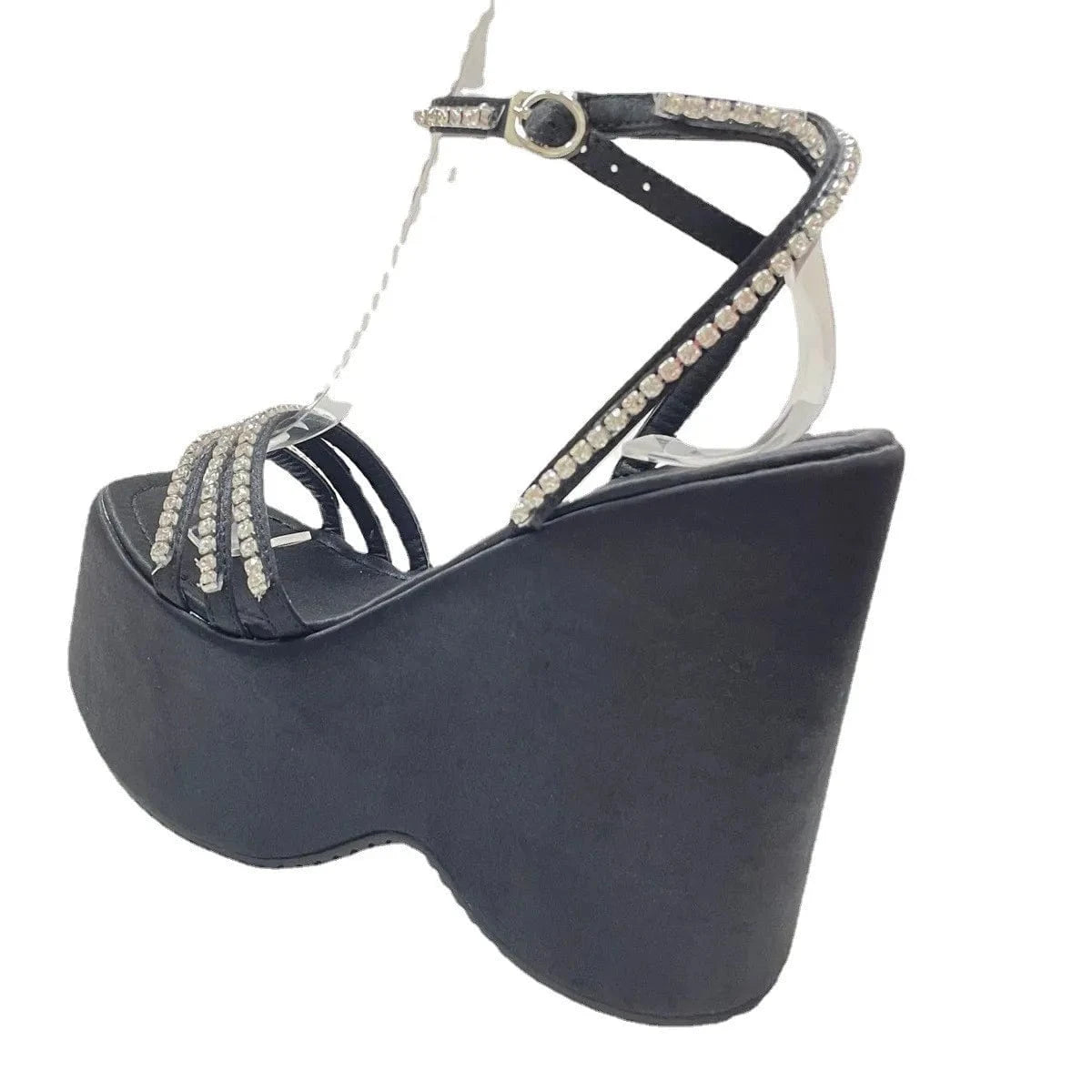 2022 European and American style simple lace-up wedge 13.5cm high heel sandals large size women's shoes