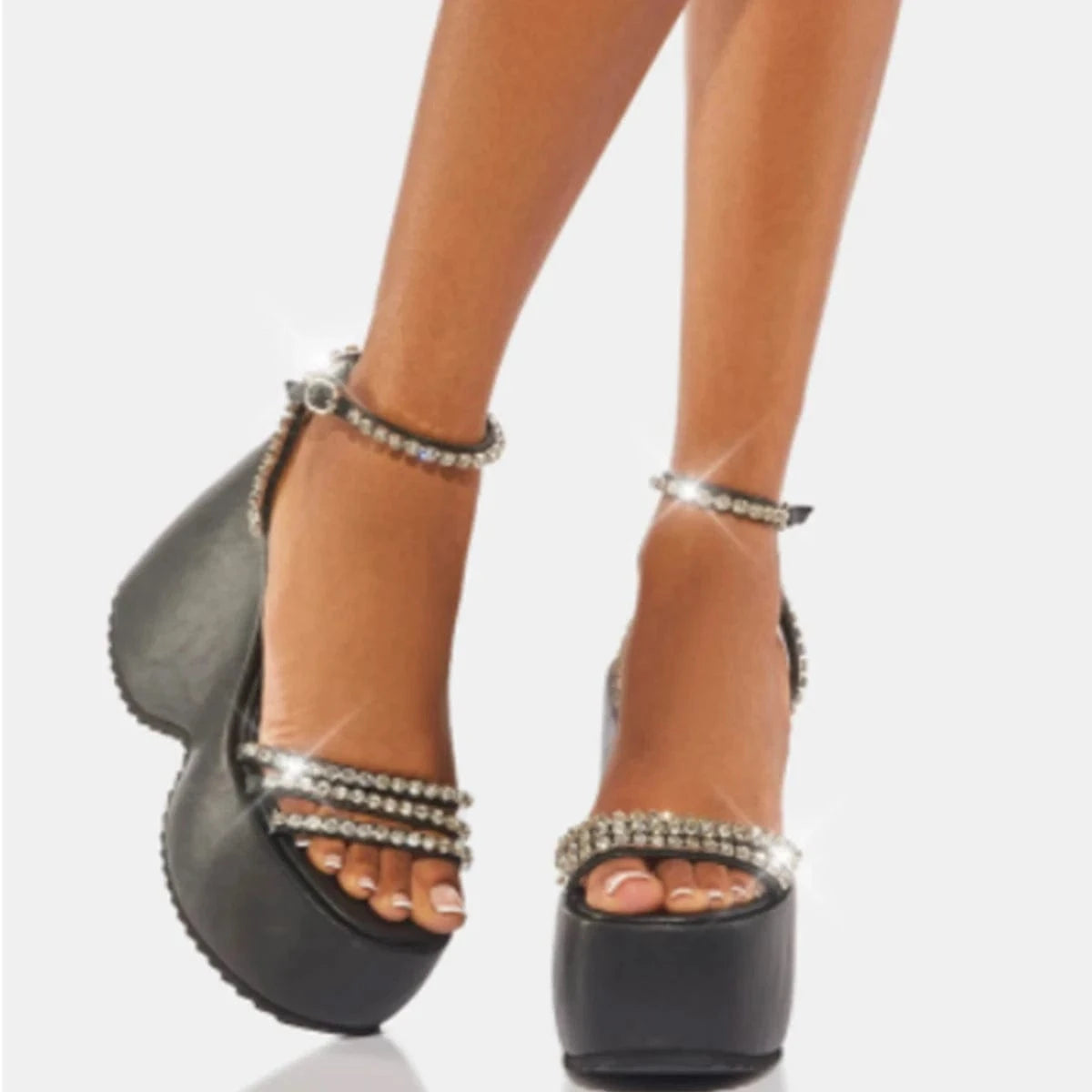 2022 European and American style simple lace-up wedge 13.5cm high heel sandals large size women's shoes