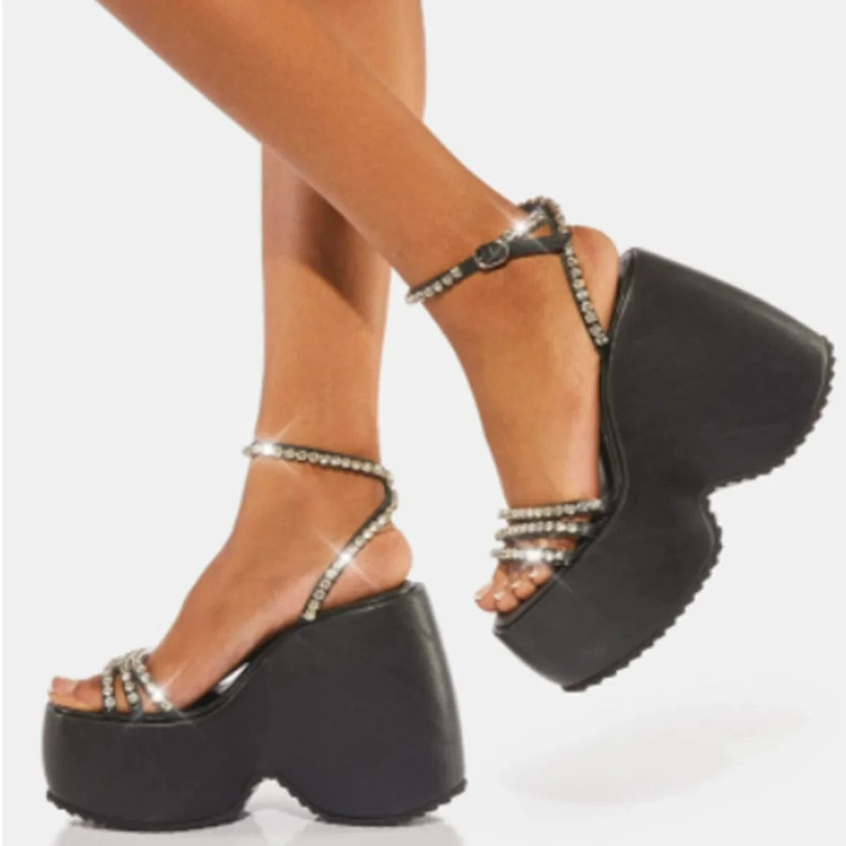 2022 European and American style simple lace-up wedge 13.5cm high heel sandals large size women's shoes