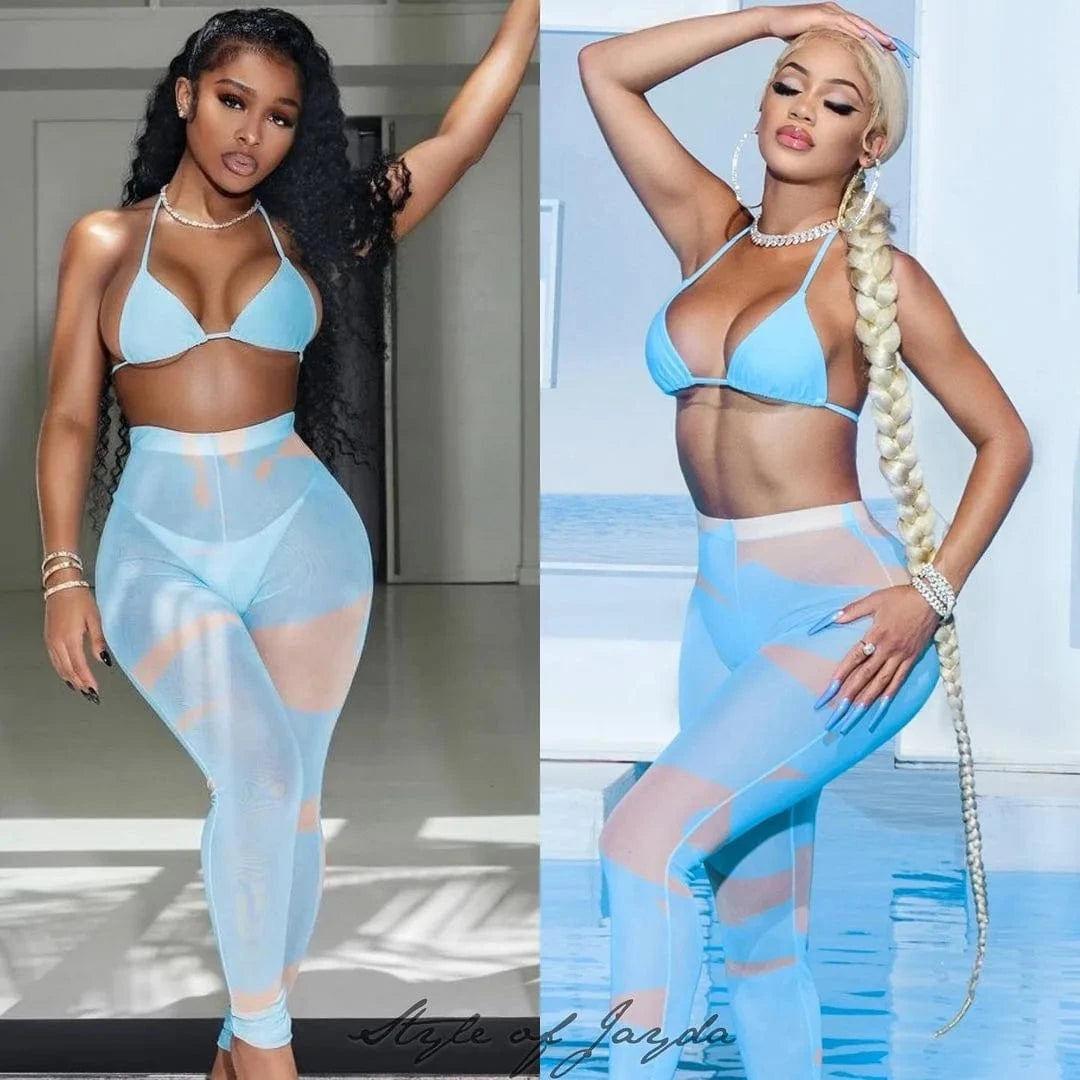 2022 Hot Selling bathing suit 3 piece swimming beach wear beachwear mesh sexy designer swimsuits women swimwear bikini set