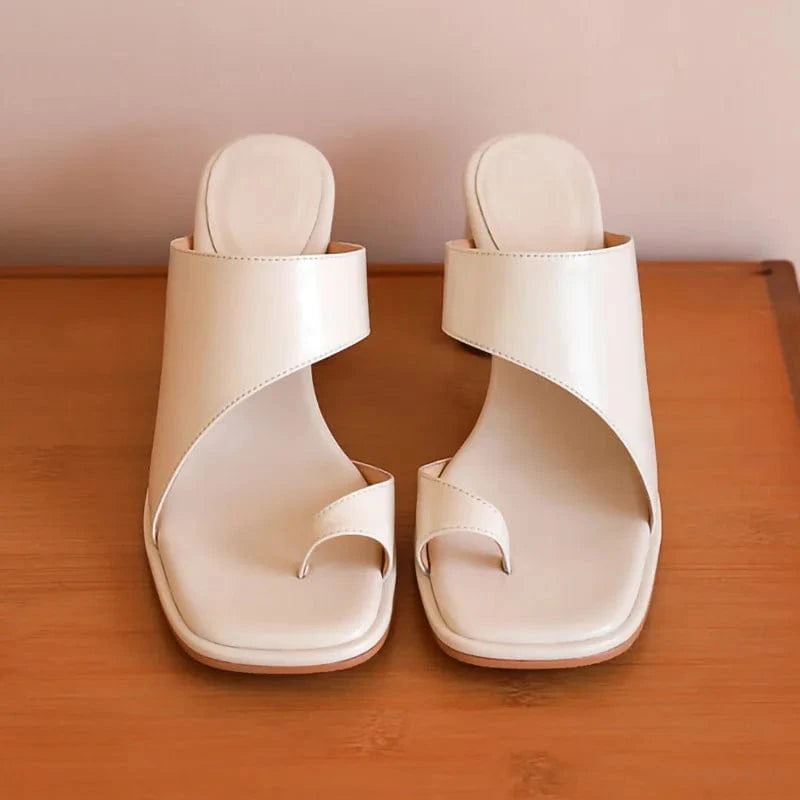 2022 Luxury Square Head Summer High Heels Shoes Leather Heeled Sandals Women