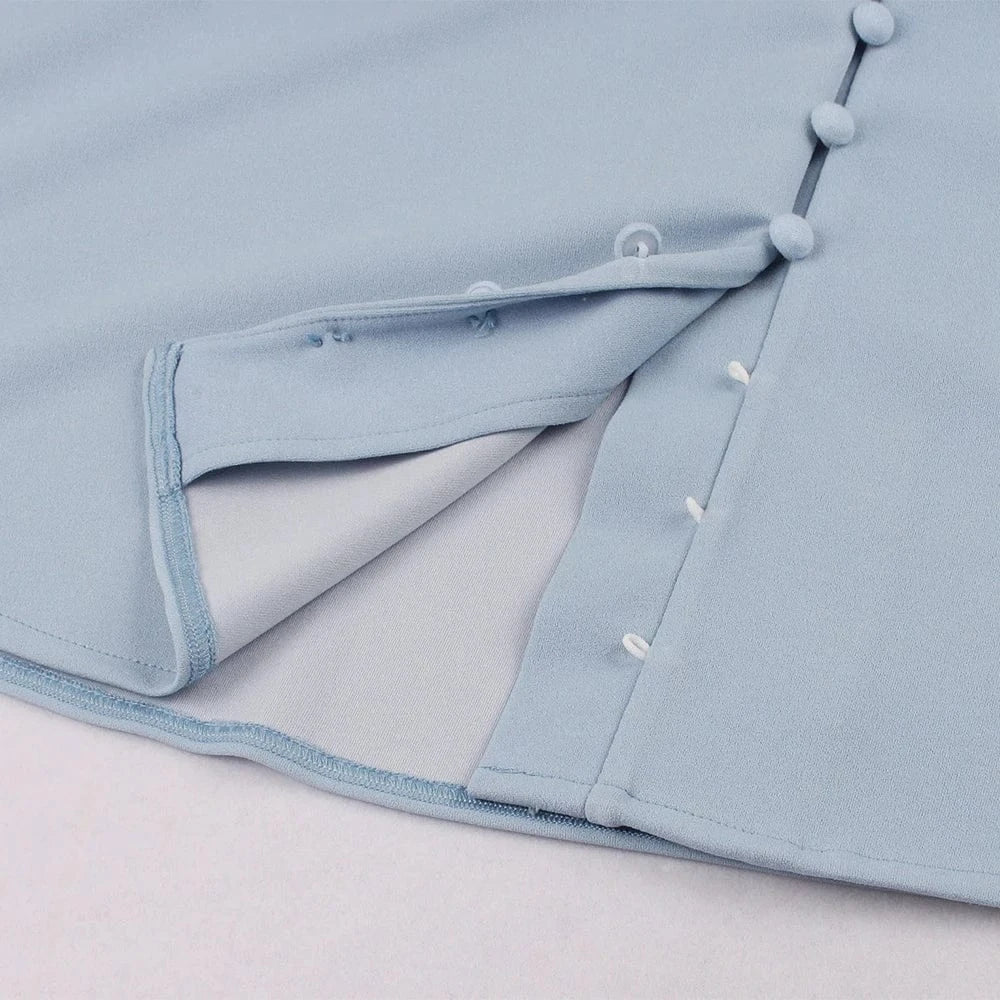 2022 New Arrival Spring Summer Women Causal Dress Puff Sleeves Flare Vintage Dress Button Up Fashion Boohoo Midi Dress