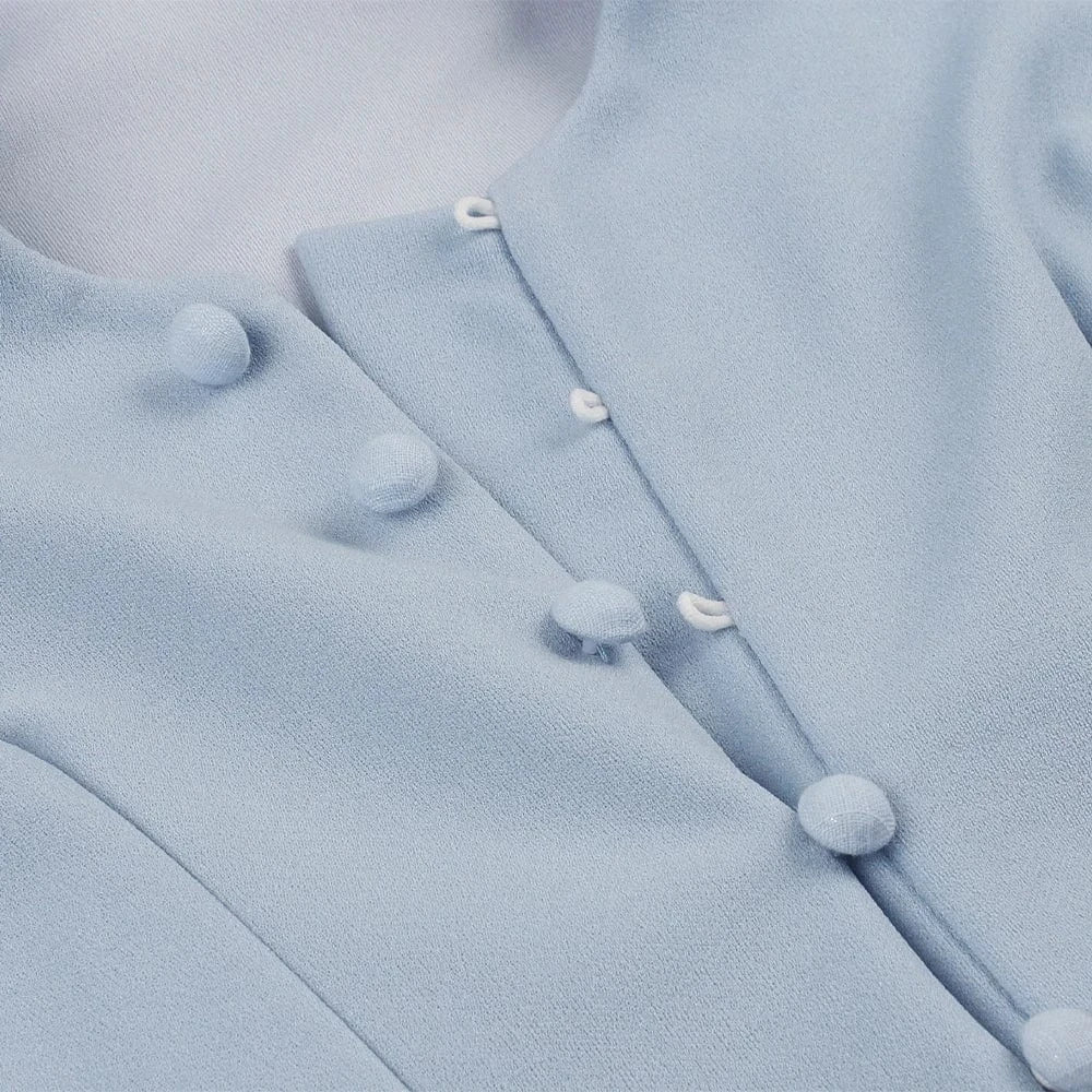 2022 New Arrival Spring Summer Women Causal Dress Puff Sleeves Flare Vintage Dress Button Up Fashion Boohoo Midi Dress