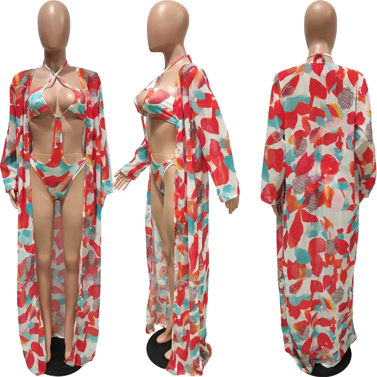 2022 New Bikini Latest cut out Design Beach Dress Women Two Piece Underwire Chiffon Swimwear Bathing Sexy Suits With Cover Up