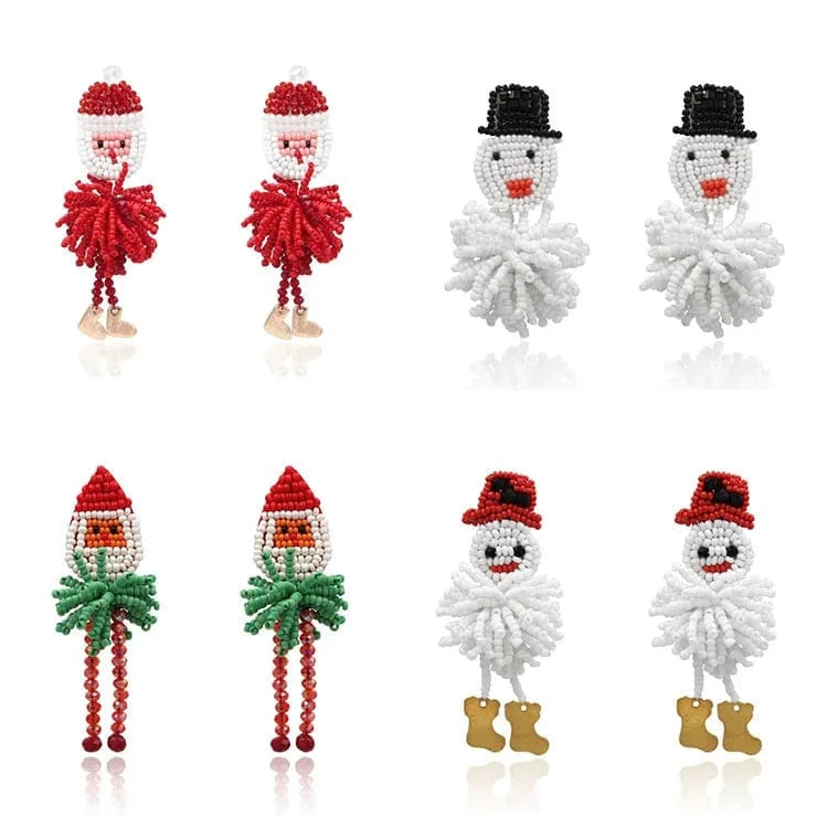 2022  New Cutechristmas ornaments christmas tree earrings bell earrings reindeer Santa Claus Gift earrings