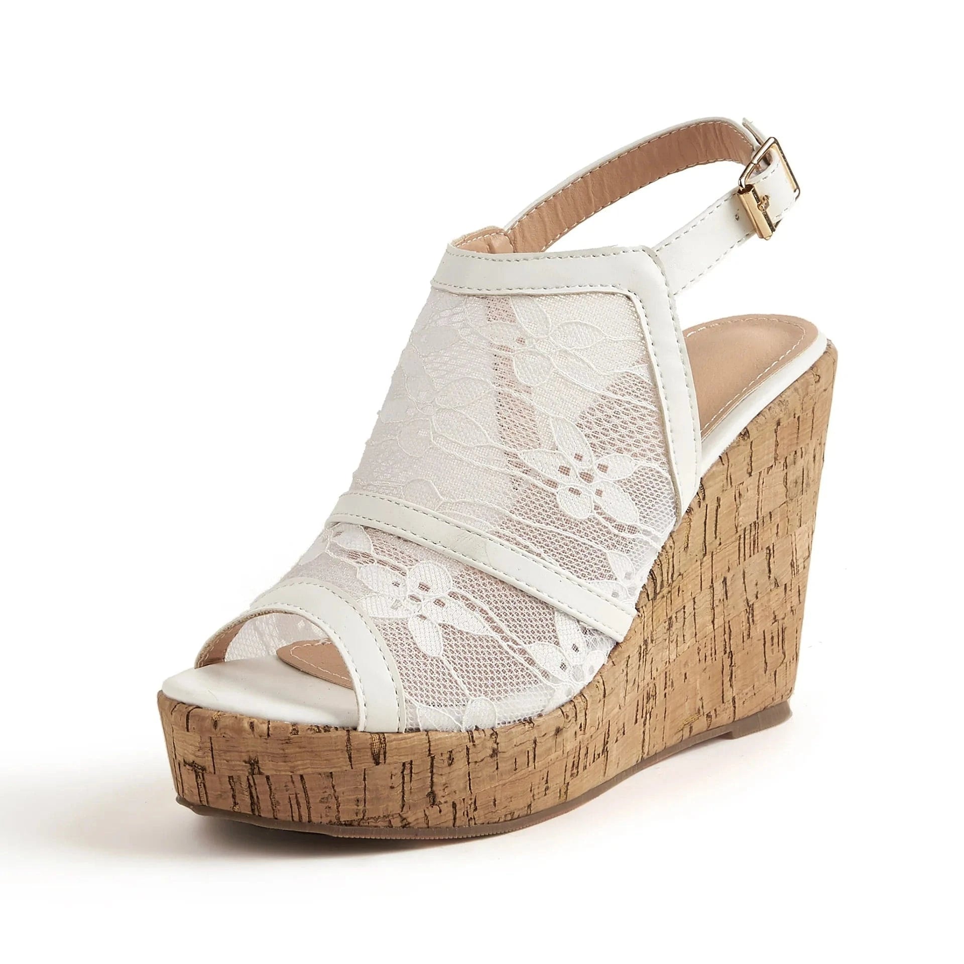 2022 New Female Summer Lace Platform Shoes Women Fish-mouth Ankle Buckle Wedges Rome Sandals