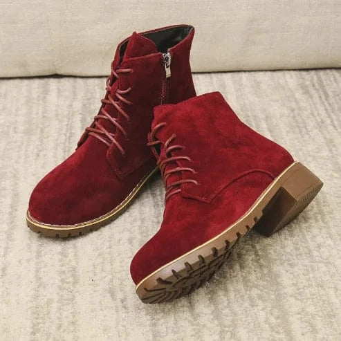 2022 new Martin boots women's large size round head platform lace-up women's short boots