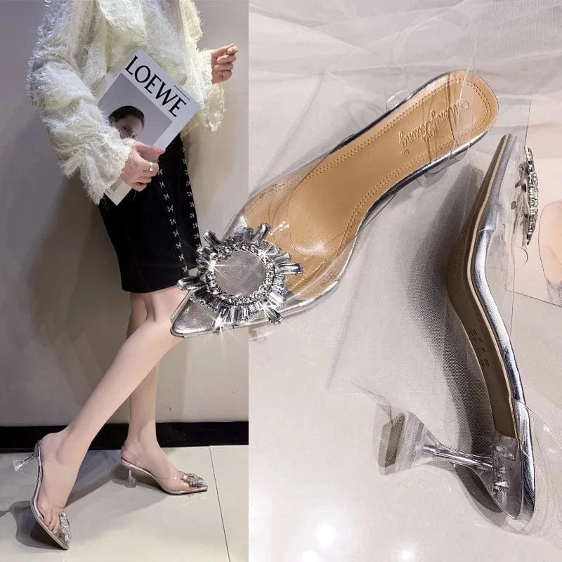 2022 Newest Ladies High Heel Slippers Women Crystal Heel Stiletto Sandals
