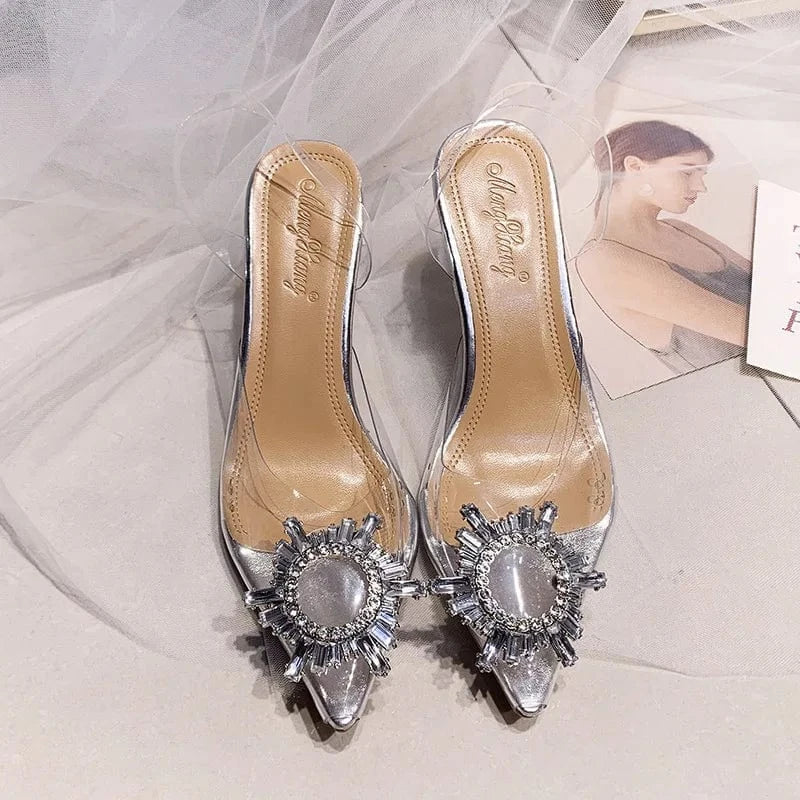 2022 Newest Ladies High Heel Slippers Women Crystal Heel Stiletto Sandals