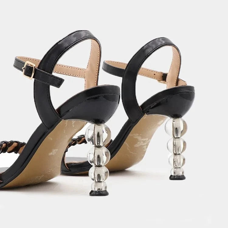 2022 Open Toe Square Head Rubber Pu Fashion Leather Trend Ankle T-Strap Female Ladies Slippers Summer Women Shoes Heeled Sandals