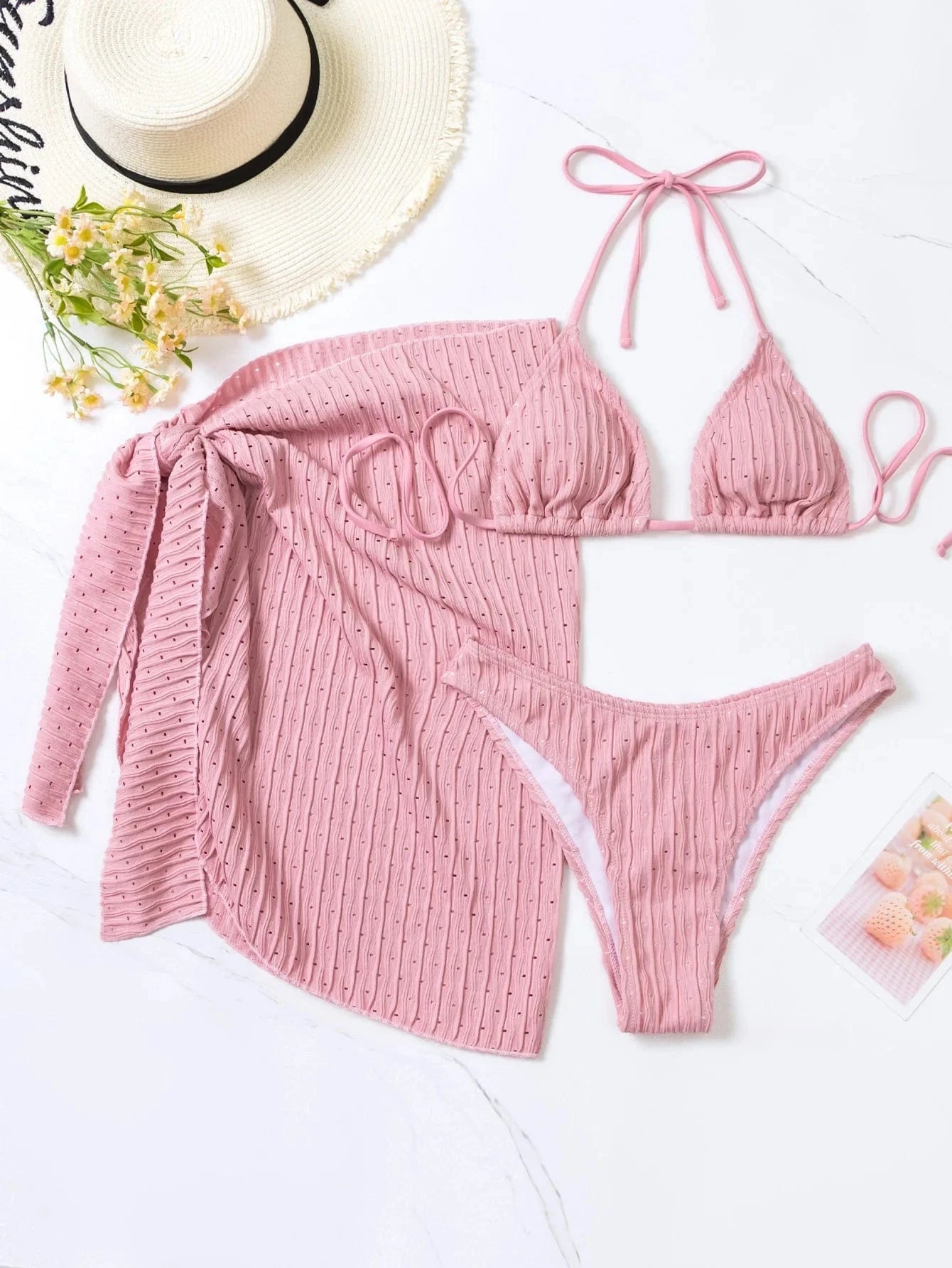 2023 3pcs Bikini Set Glistening Swimsuit Bikini with Cover Up Dress Girls Swim Bathing Suit Beach Wear