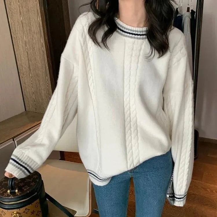 2023 autumn new high-quality fashion women's casual crew-neck long sleeve plus size sweater