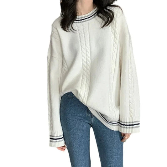 2023 autumn new high-quality fashion women's casual crew-neck long sleeve plus size sweater