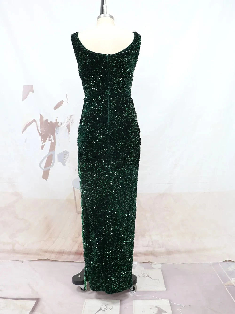 2023 fashion Women's dance party sequin velvet lace chest dress sexy high elastic tight slim buttock evening dress