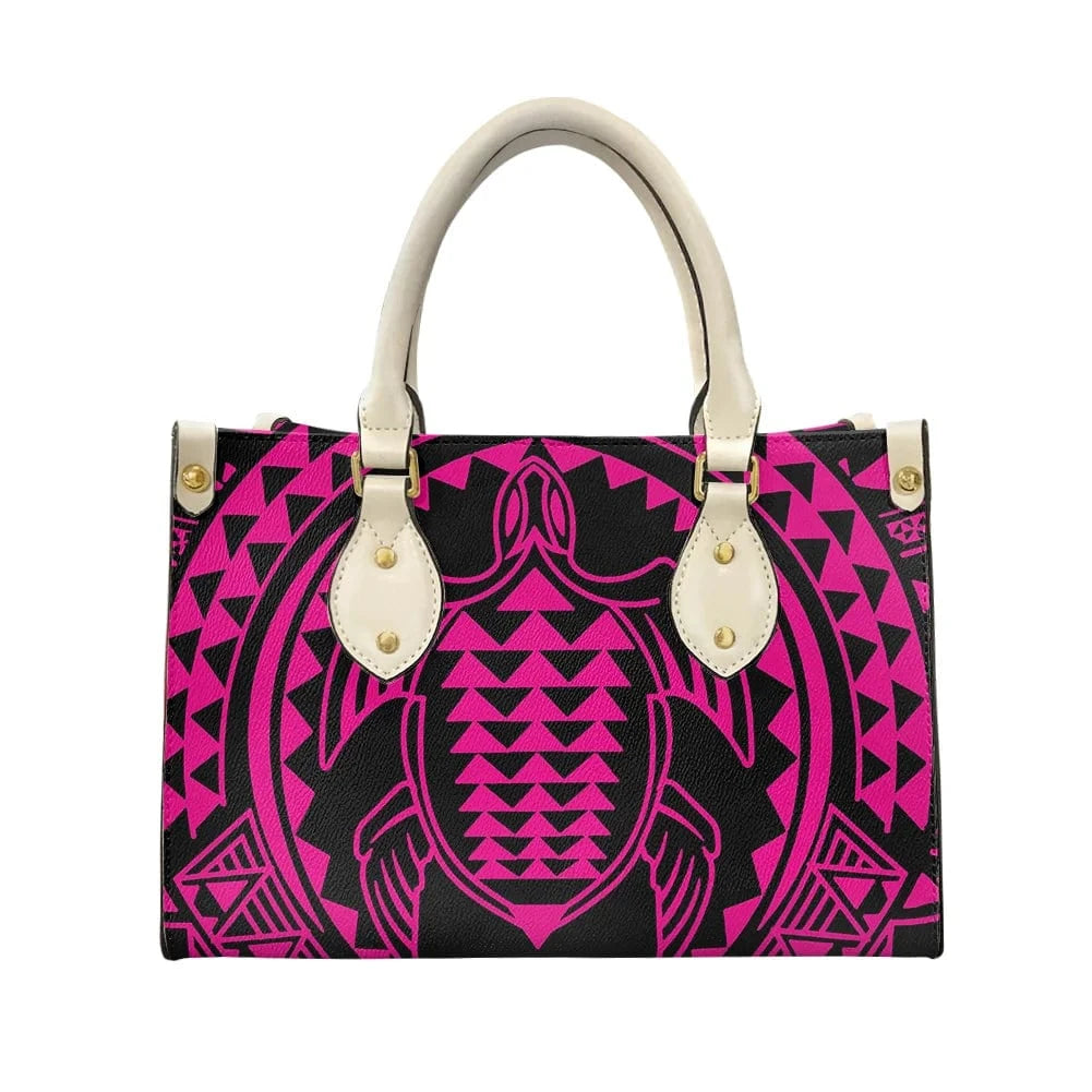 2023 Luxury Handbags for Women Polynesia Tribal Black and Pink Women's Shoulder Bags Top Handle Satchel Tote Work Bag with Strap