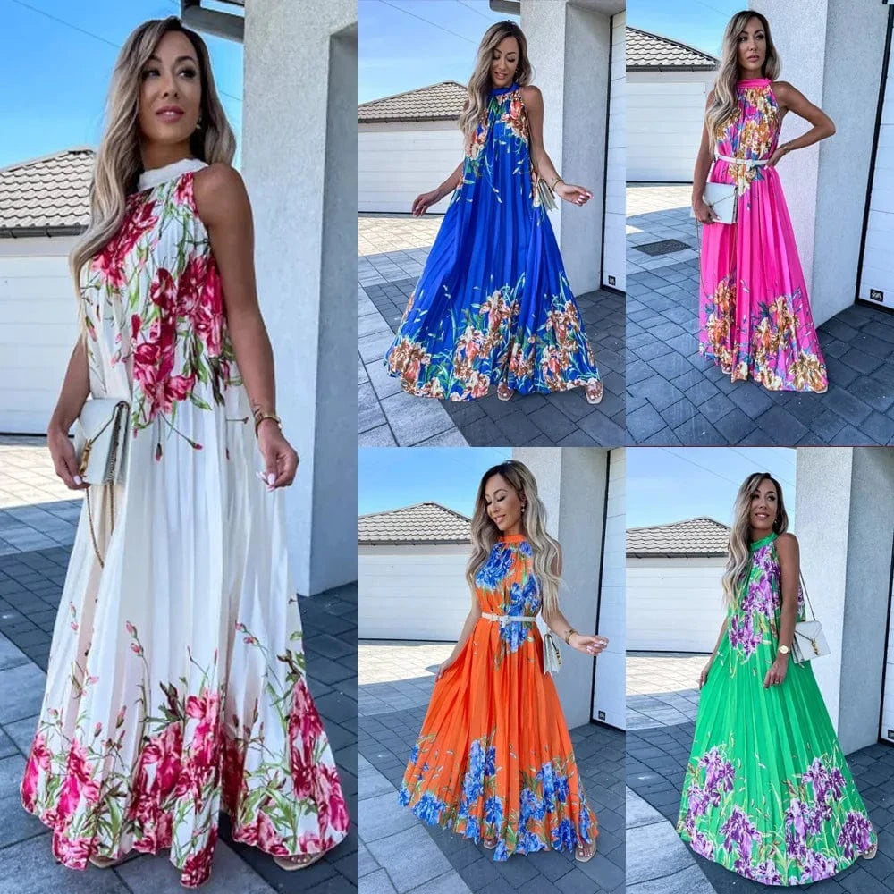 2023 New Design Spring Summer Printed Women's Dress Ethnic Sleeveless Patchwork Long Women Maxi Casual Dresses Clothing