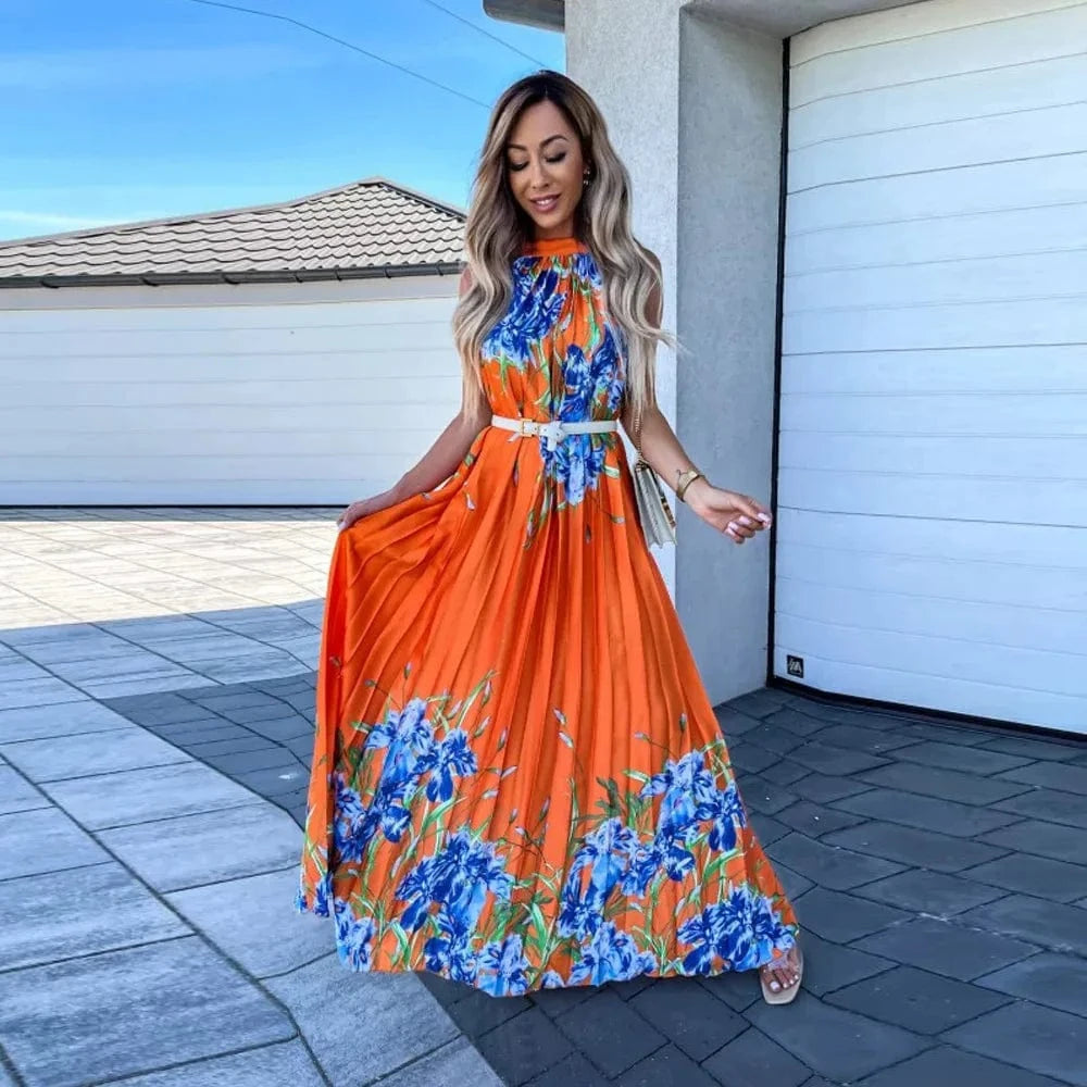2023 New Design Spring Summer Printed Women's Dress Ethnic Sleeveless Patchwork Long Women Maxi Casual Dresses Clothing