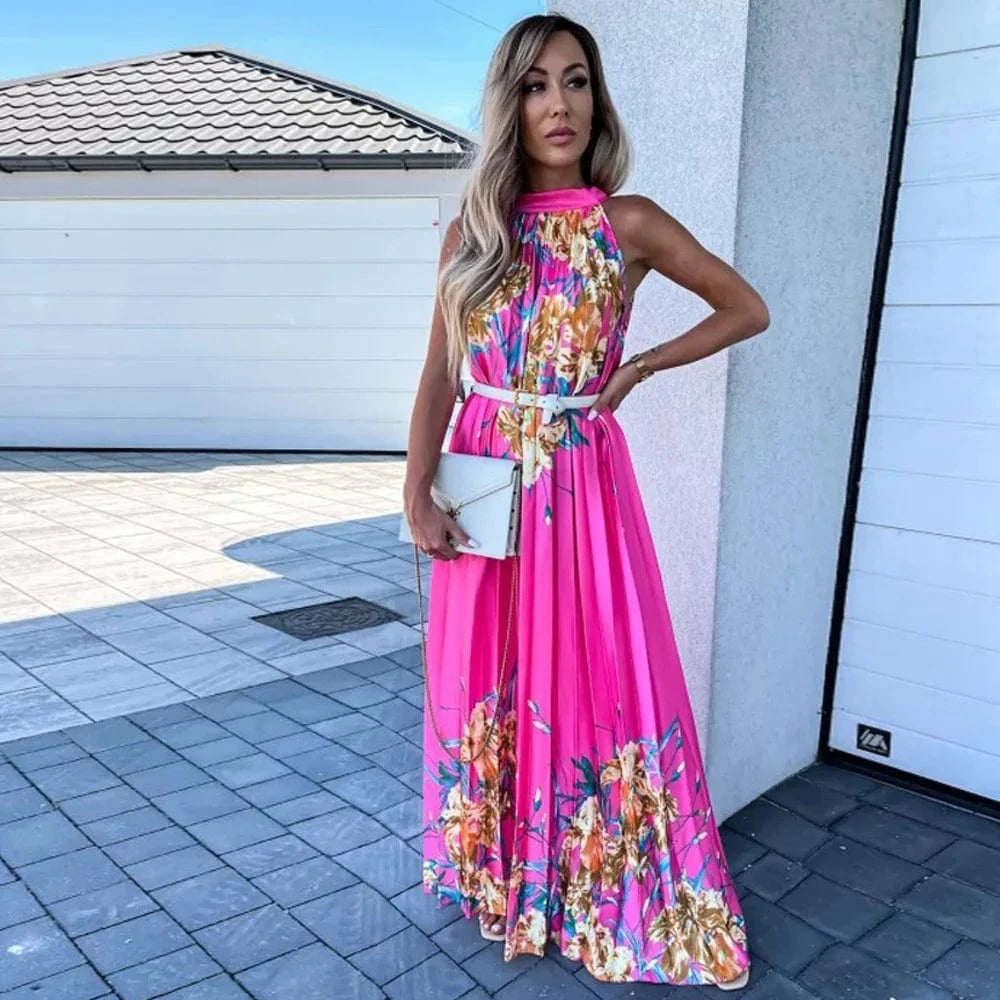 2023 New Design Spring Summer Printed Women's Dress Ethnic Sleeveless Patchwork Long Women Maxi Casual Dresses Clothing