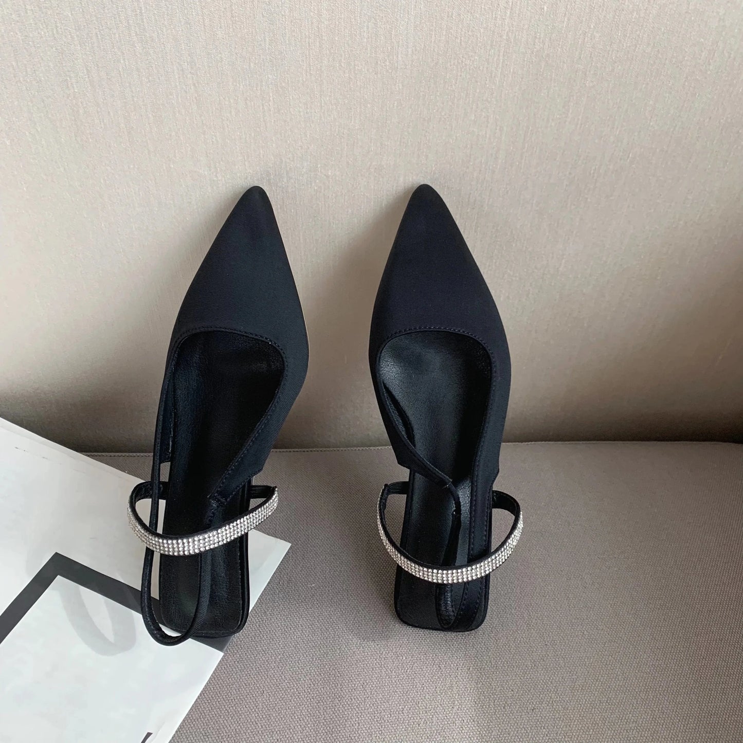 2023 new pointed toe all-match stiletto women's single shoes with high heel toe back empty sandals