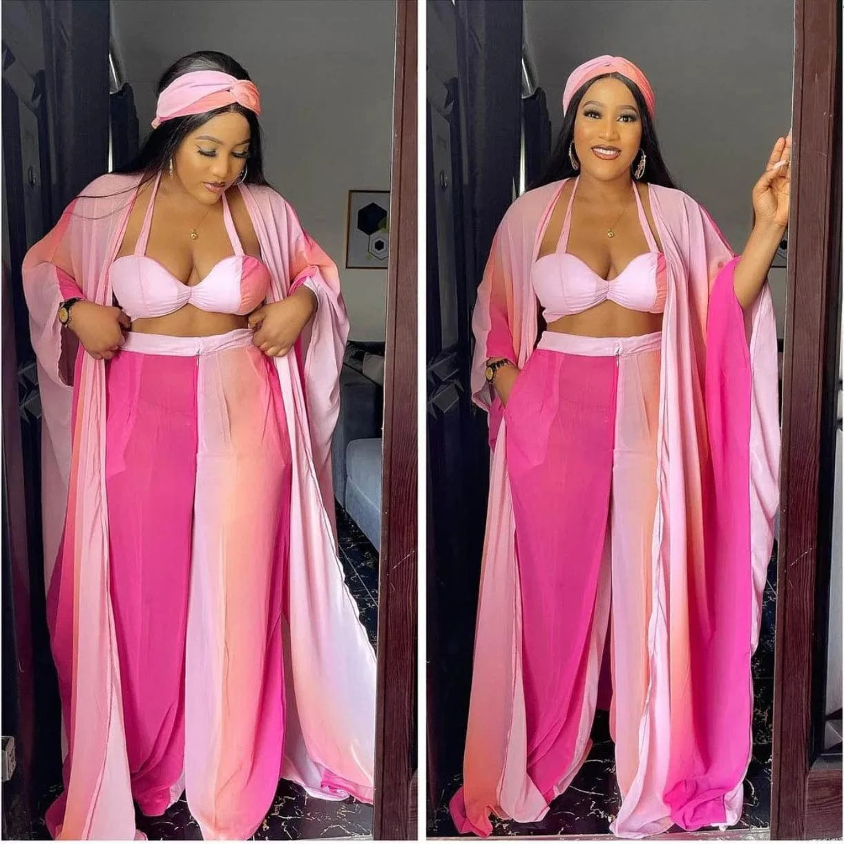 2023 Summer Floral Print 4 Piece Set Women Tops Plus Size Women's Sets Women Pants 4 Piece Sets Kimono