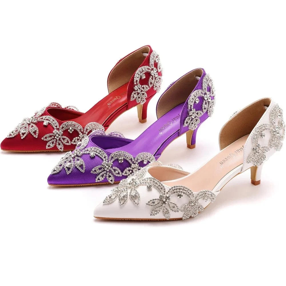 2023 Summer Sandals Women Rhinestone Decor Classic Comfortable Shoes Pointed-toe Wrap-toe Hollow Thin Heels Sandals Bridal Shoes