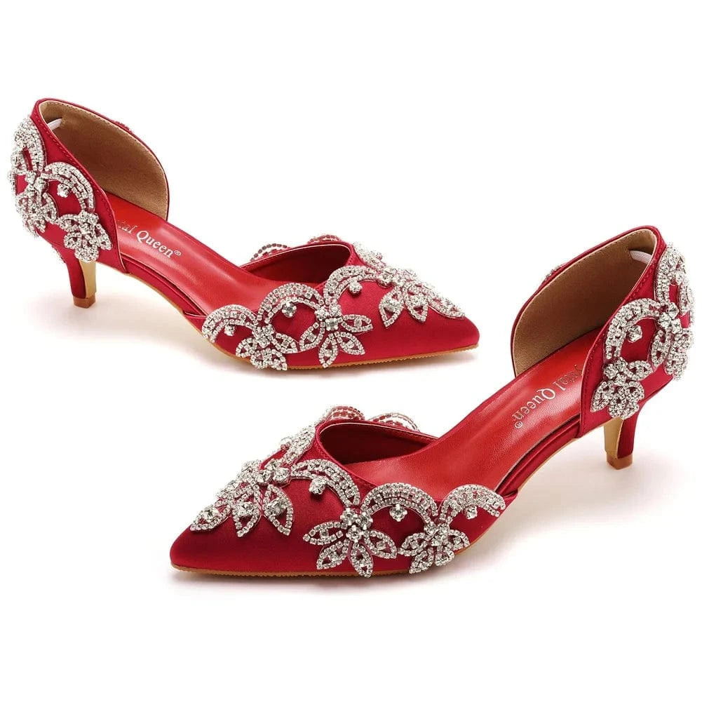 2023 Summer Sandals Women Rhinestone Decor Classic Comfortable Shoes Pointed-toe Wrap-toe Hollow Thin Heels Sandals Bridal Shoes