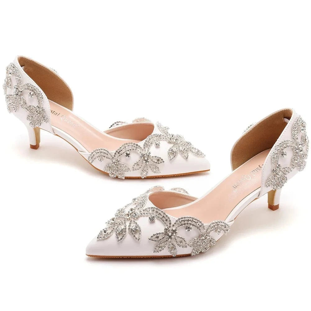 2023 Summer Sandals Women Rhinestone Decor Classic Comfortable Shoes Pointed-toe Wrap-toe Hollow Thin Heels Sandals Bridal Shoes