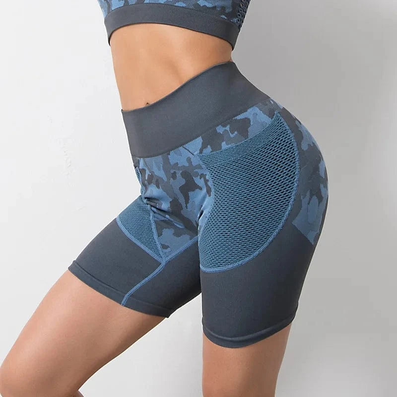 2024 4 Pieces Camouflage Breathable Mesh Gym Clothing Women Activewear Sports Fitness Seamless Yoga Sets