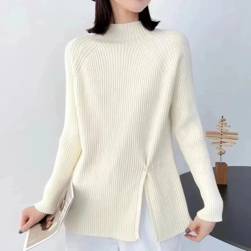 2024 autumn and winter arrivals fashion women's best-selling crew neck high-quality solid color long-sleeved pullover sweater