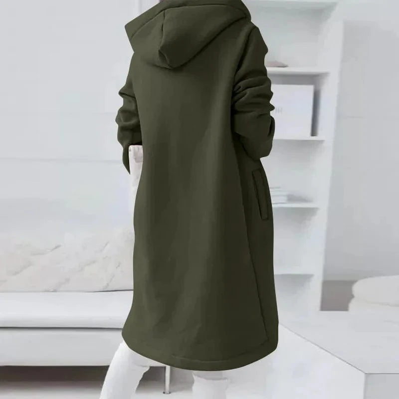 2024 autumn and winter new personalized Street sweater zipper double pocket hooded long sleeve Plush women's coats