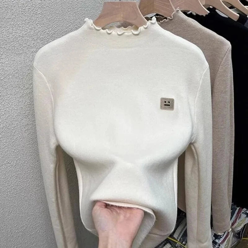 2024 autumn best-selling high-quality fashion women's solid color o collar long sleeve and fleece loose knit sweater