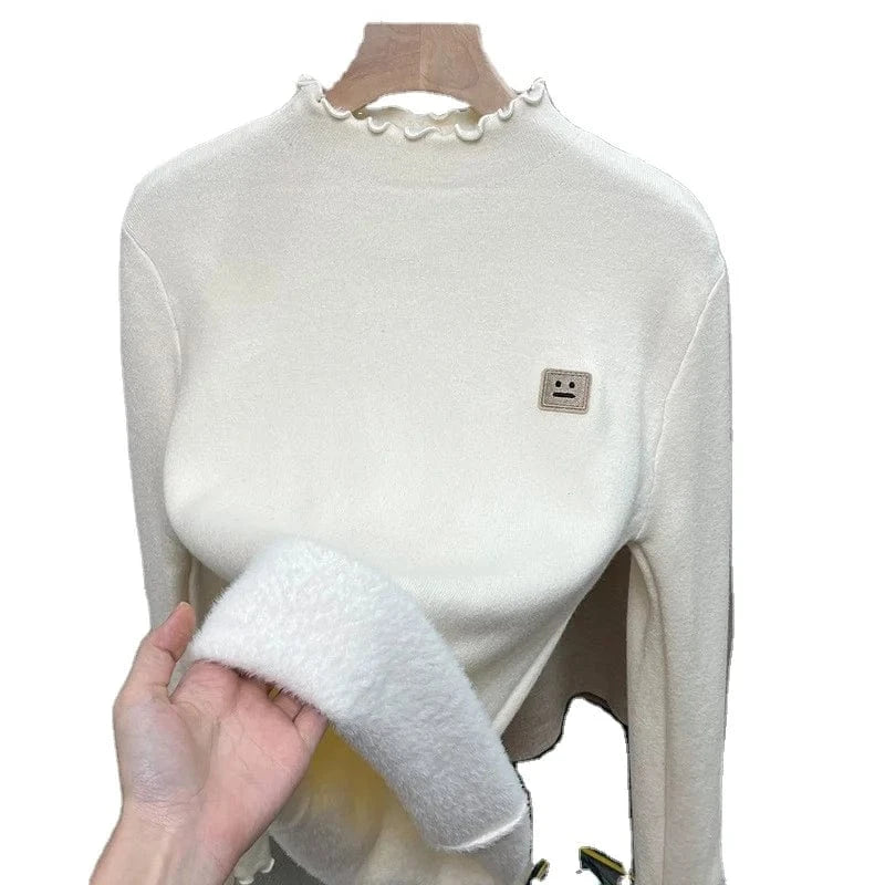 2024 autumn best-selling high-quality fashion women's solid color o collar long sleeve and fleece loose knit sweater