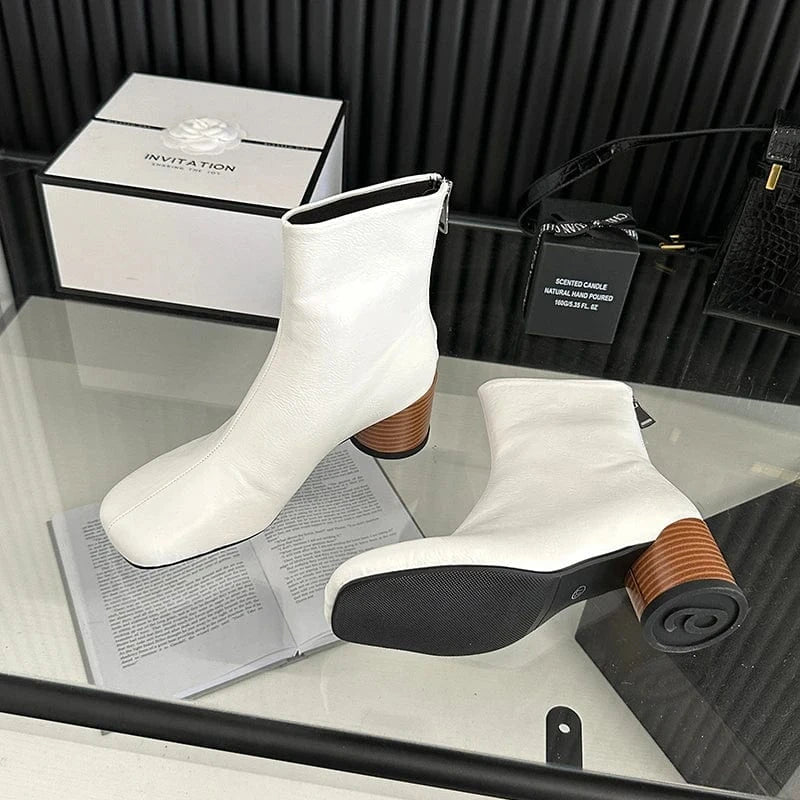 2024 autumn thick heel short boots daily commuting versatile rear zipper short boots simple big-name elegant boots