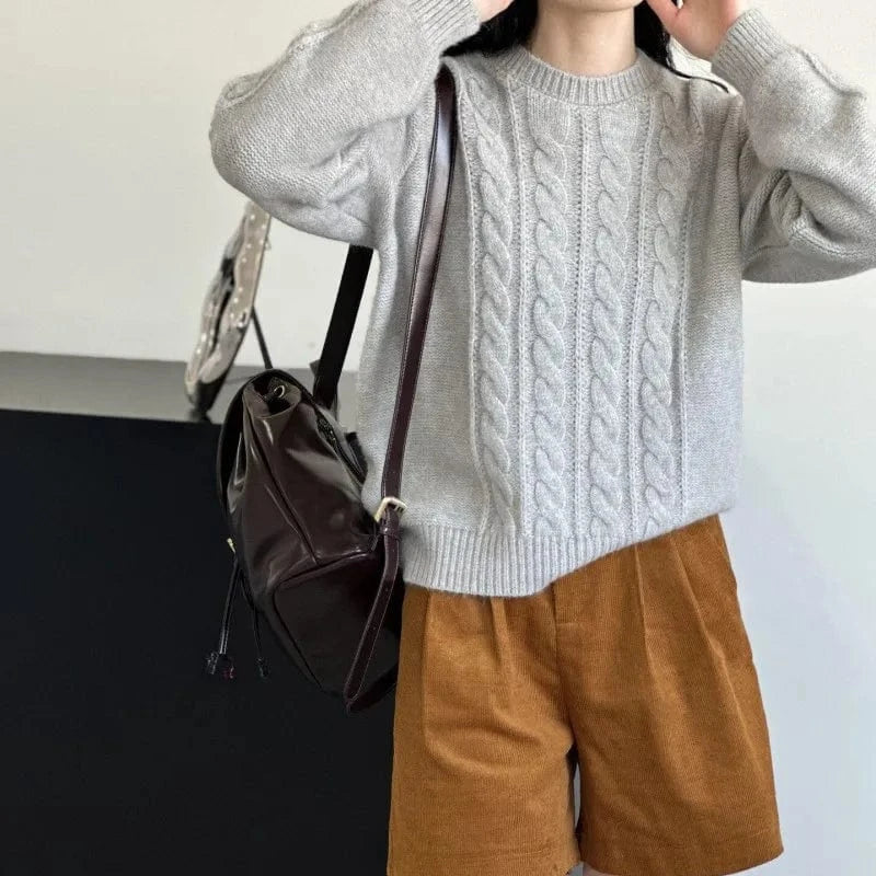 2024 autumn/Winter new arrivals best-selling women's solid color O-collar long-sleeved loose pullover sweater