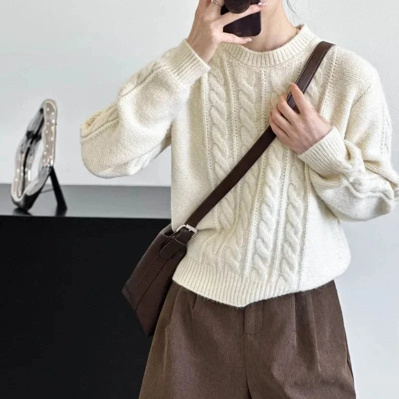 2024 autumn/Winter new arrivals best-selling women's solid color O-collar long-sleeved loose pullover sweater