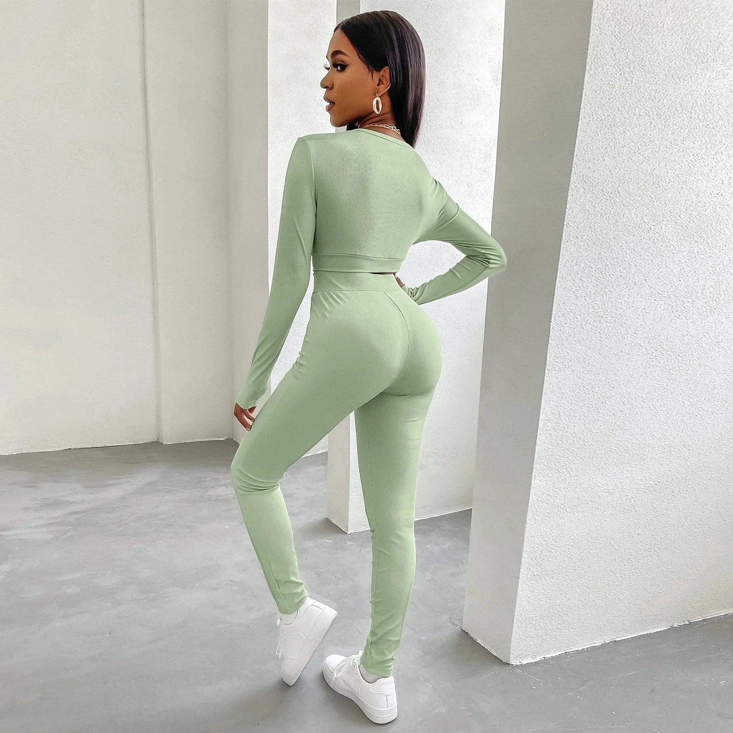 2024 autumn winter New casual tight sports suit for women two pcs gym running outside wear suits