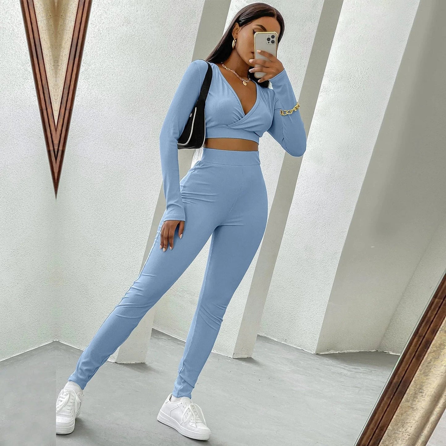 2024 autumn winter New casual tight sports suit for women two pcs gym running outside wear suits
