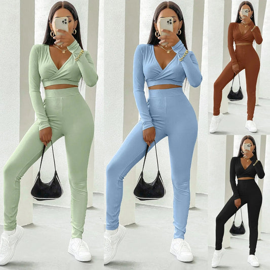 2024 autumn winter New casual tight sports suit for women two pcs gym running outside wear suits