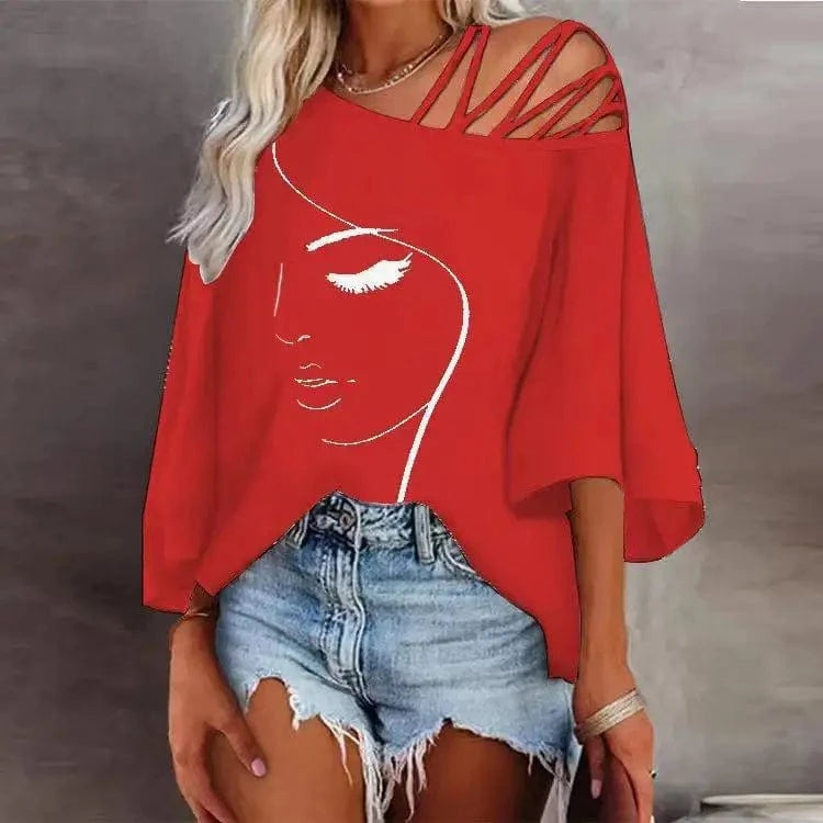 2024 autumn women clothing cotton girls half sleeve T-shirt loose printed