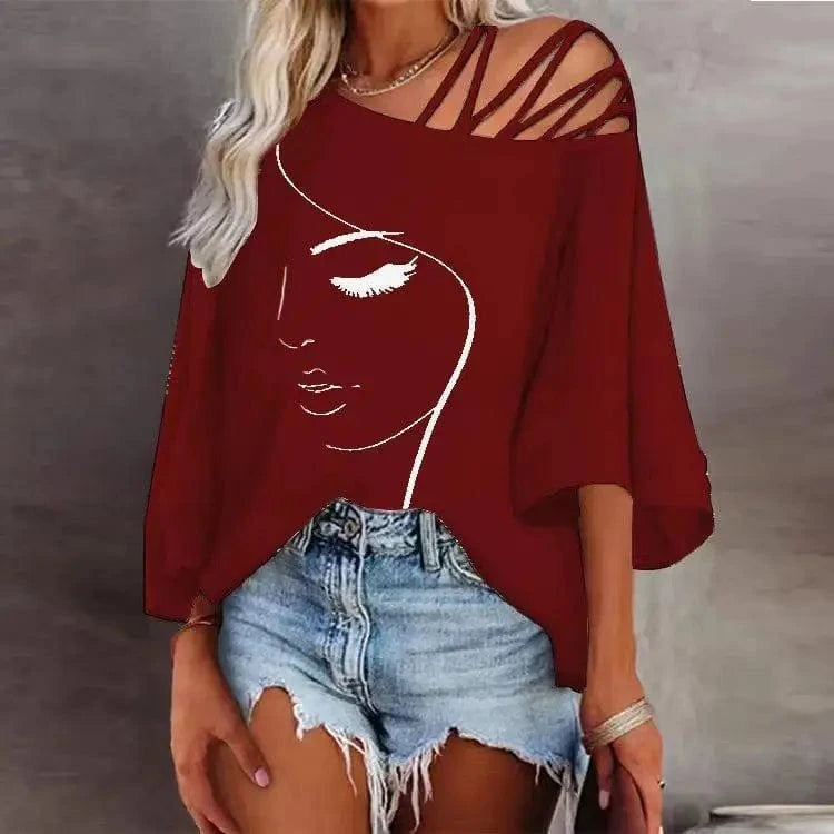 2024 autumn women clothing cotton girls half sleeve T-shirt loose printed