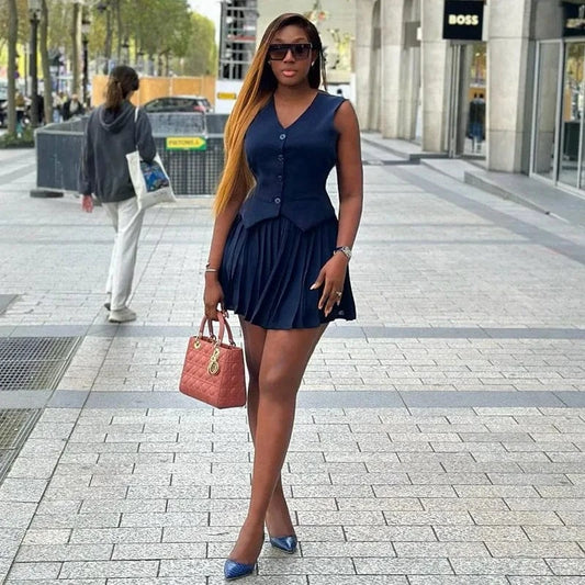 2024 Best Seller Solid Color Sleeveless Bodycon Sexy Tube Top Two Piece Skirts Set