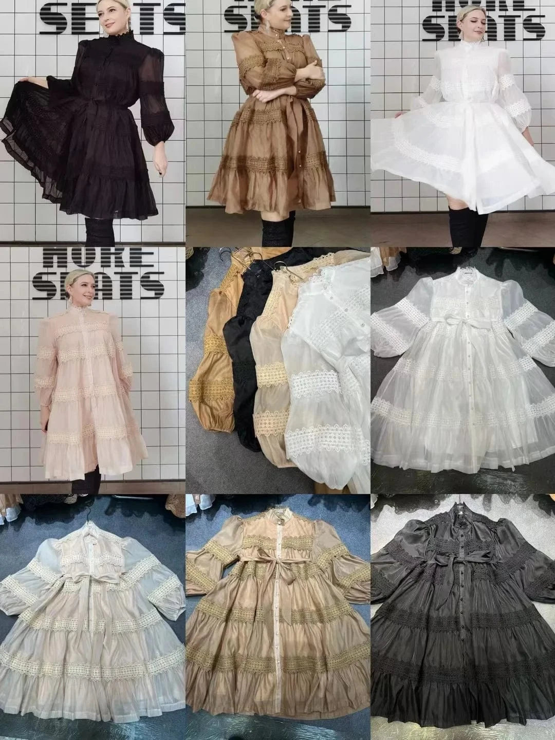 2024 Bettergirl Spring Women's Elegant Fashion Informal Short Stand Collar Solid Color Dress