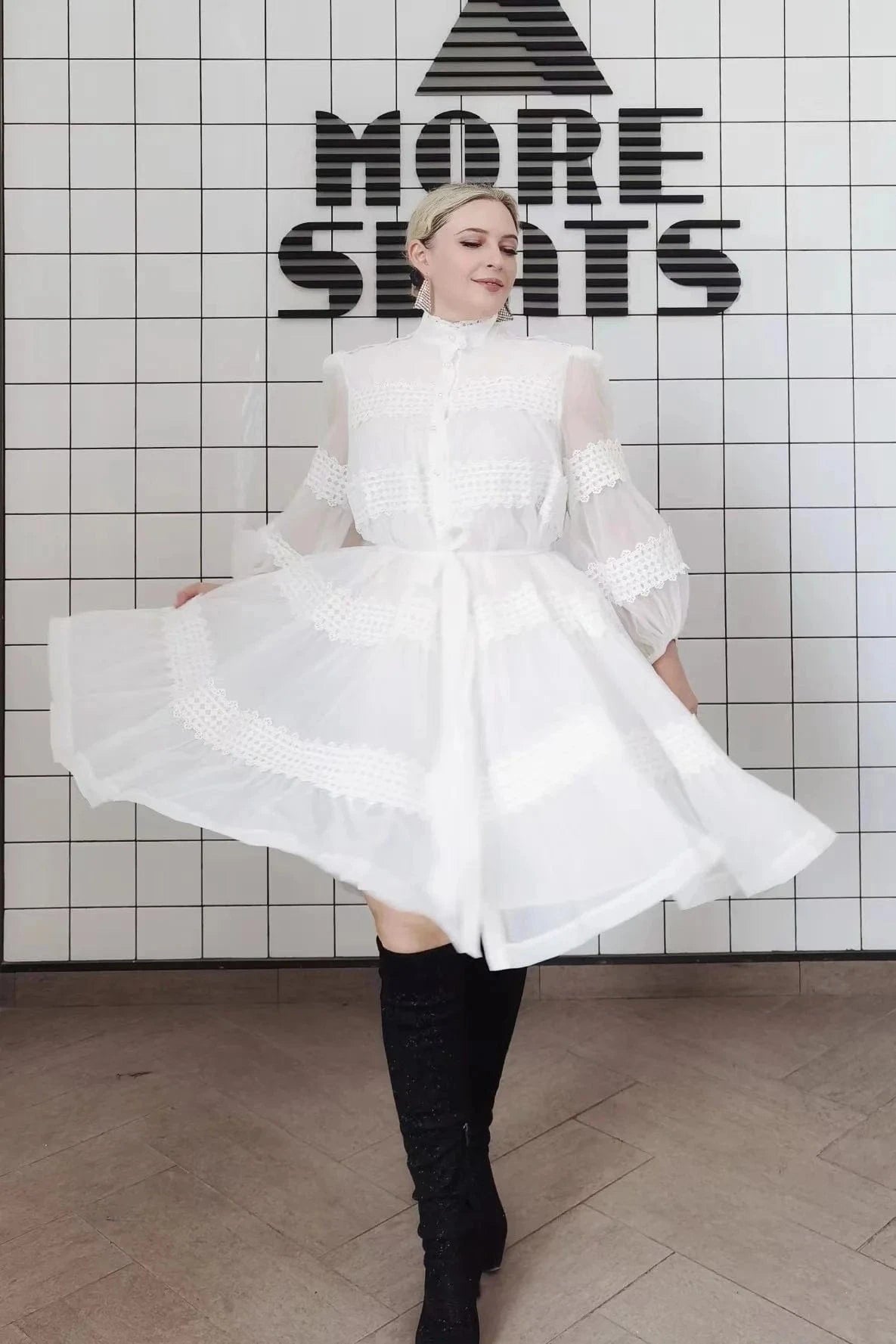 2024 Bettergirl Spring Women's Elegant Fashion Informal Short Stand Collar Solid Color Dress