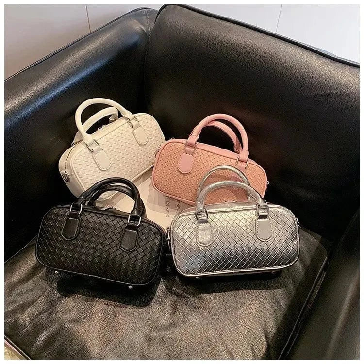 2024 Boston Handheld Women's Bag Retro Luxury One Shoulder Crossbody Bag Fashionable and Versatile Woven High Beauty Pillow Bag